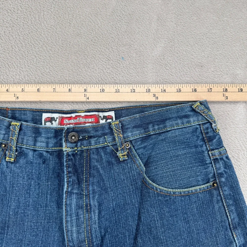 Vintage Y2K‎ Stone Touch Jeans Mens 36x32 Preowned Blue Denim Raw Hem Streetwear